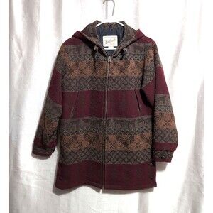 Vintage Woolrich Women's S Hooded Blanket Coat Southwest Horse Aztec Wool Jacket